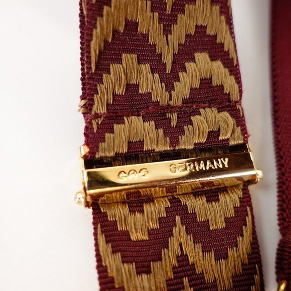 CAS GERMANY Men's Red Khaki Suspender Button Y Back Weaving Gold Hardware Buckle - Picture 7 of 11